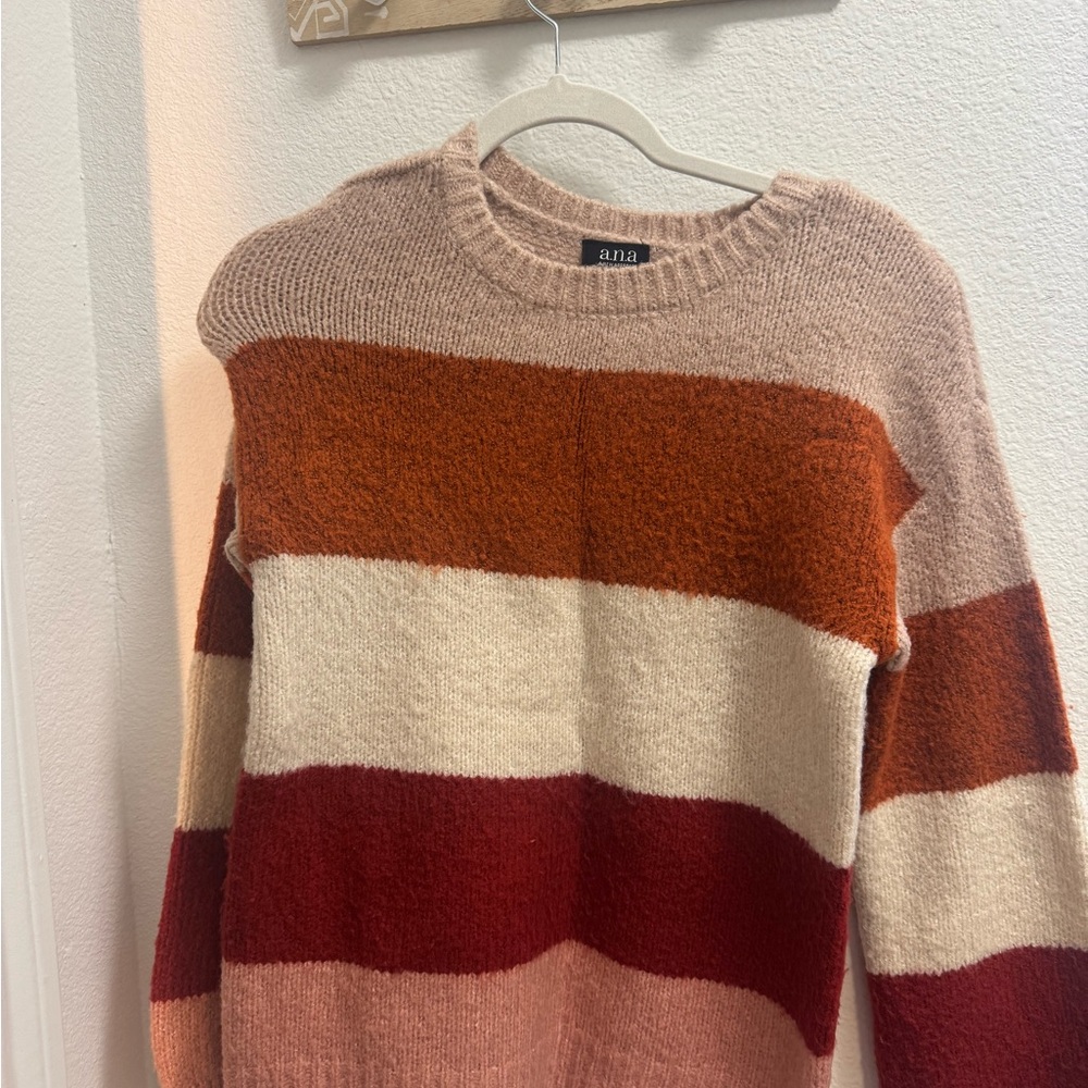 a.n.a Women's Colorblock Sweater - Red, Orange, Cream